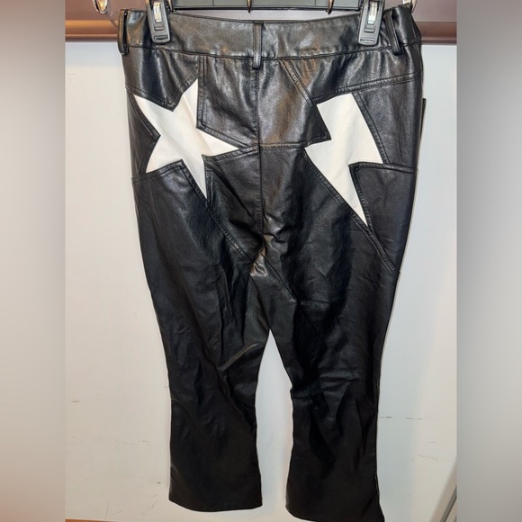 Nasty Gal Black Faux Leather Women’s Flare Pants Size 8 - Picture 6 of 7